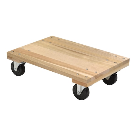 Vestil Tan Hardwood Dolly-Solid Deck 1200lb Capacity Non-Marking 16 x 24 HDOS-1624-12-NM